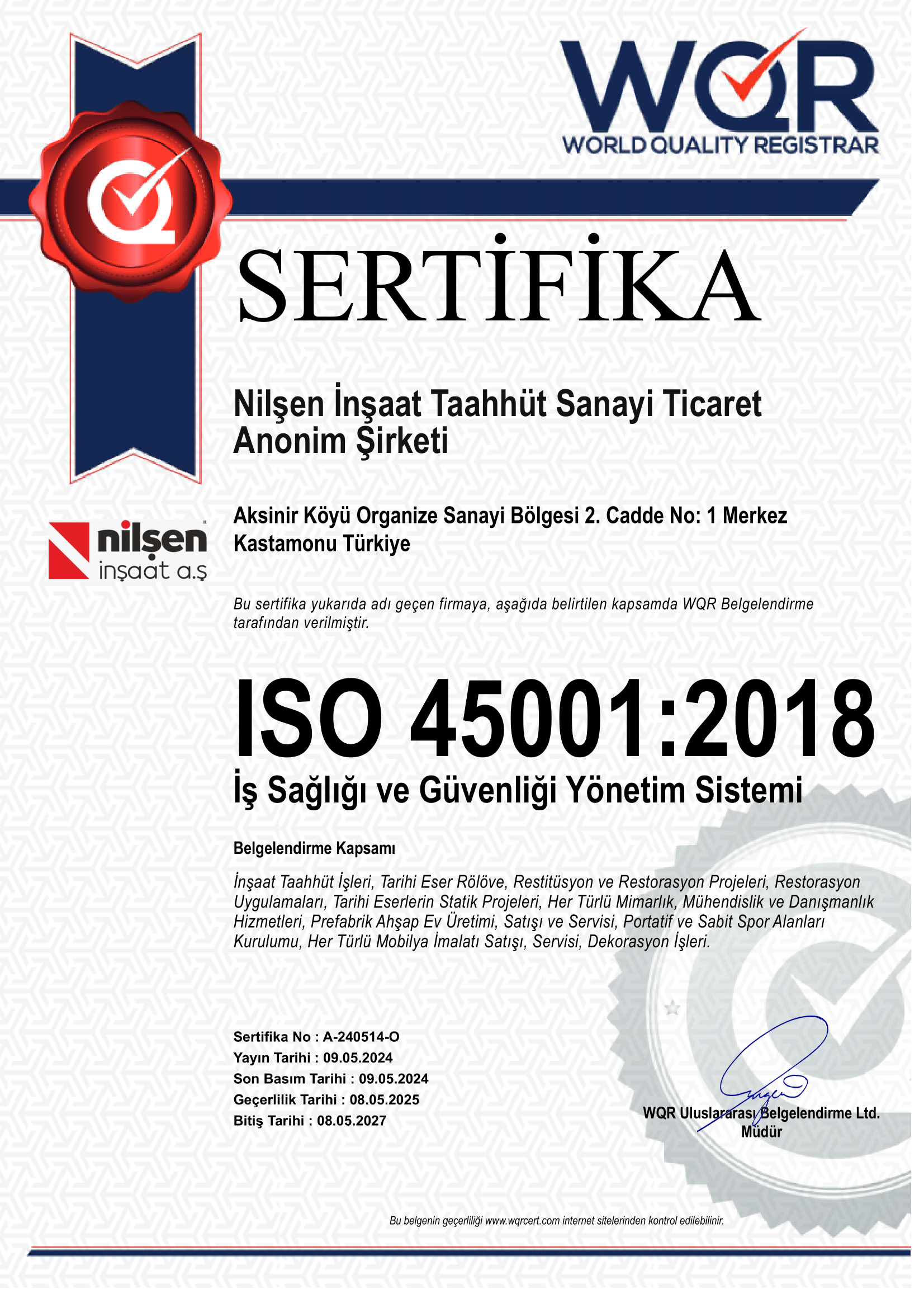 ISO45001-2018 sertifika