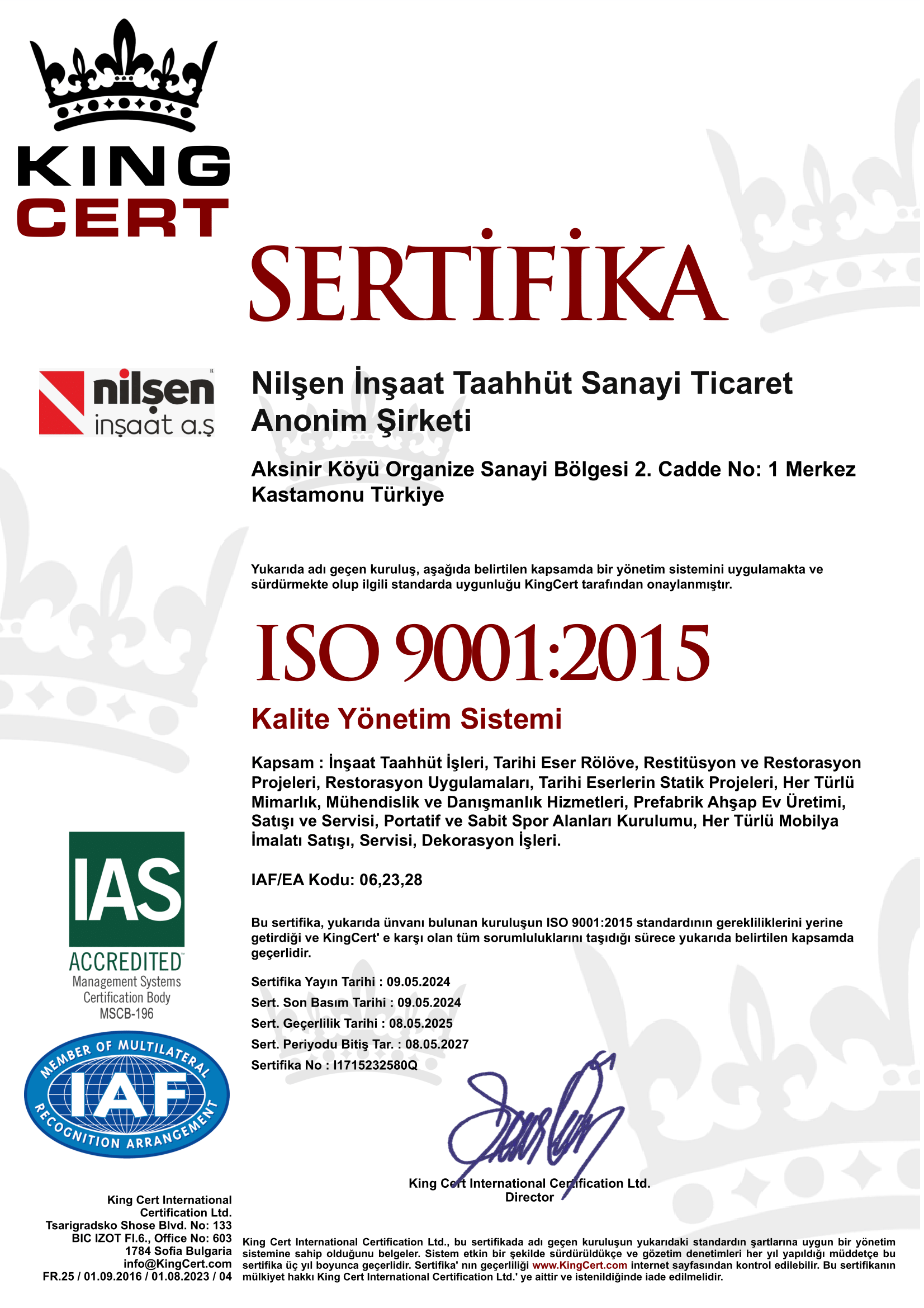 ISO9001-2015 sertifika